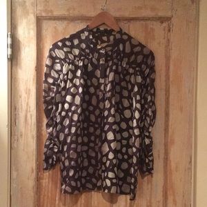 CLUB MANACO Silk Abstract Animal Print Blouse
